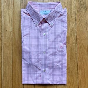 Southern Tide Mens Long Sleeve Intercoastal Shirt Performance Large Pink Plaid